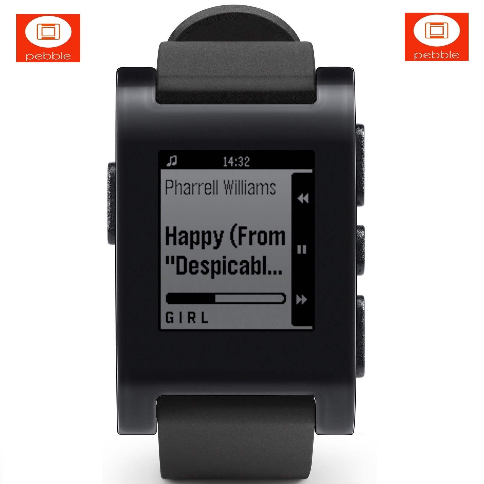 Pebble Smart Watch E-Paper 301BL Black Smartwatch For Apple & Android ...